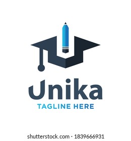 U initials education logo design your company