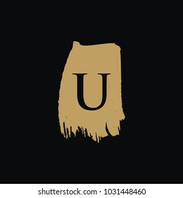 U initials gold grunge vector