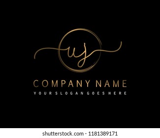 U J Initial handwriting logo vector