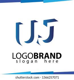 U J Initial Letter logo in negative space vector template