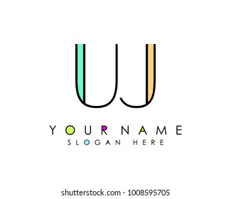 U & J initial minimalist logo template vector