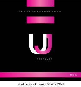 U J joint logo letter design with packaging template