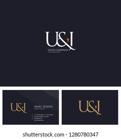 U & J letters Joint logo icon and Business card vector template.