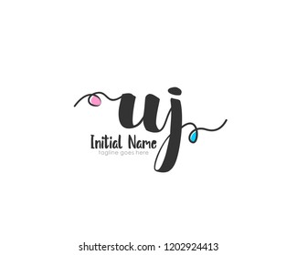U J UJ Initial handwriting logo vector template