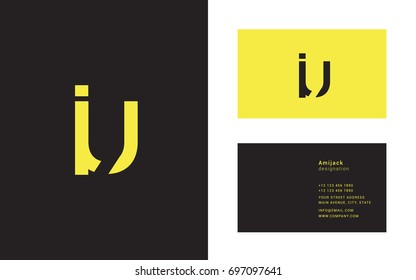 I U joint logo letter design with business card template