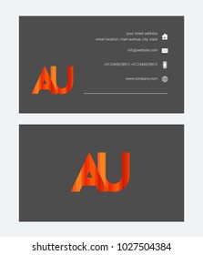 A & U joint logo line letter logo design with business card template
