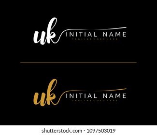 U K Initial handwriting logo vector. Hand lettering for designs.