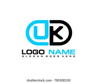 U K initial logo template vexctor