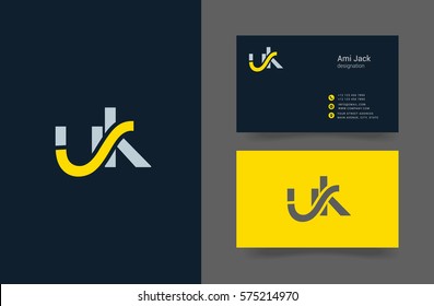 U & K Letter logo design vector element with Business card