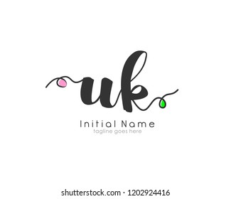 U K UK Initial handwriting logo vector template