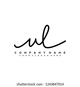 U L Initial handwriting logo vector