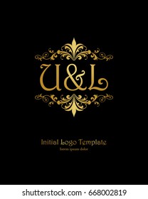 U & L initial wedding logo template vector