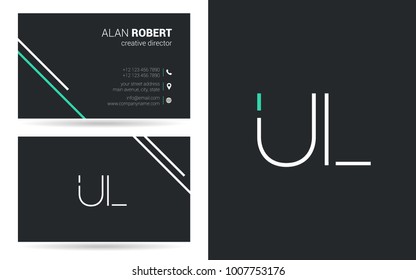 U & L joint logo stroke letter design with business card template