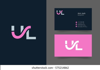 U & L Letter logo design vector element with Business card