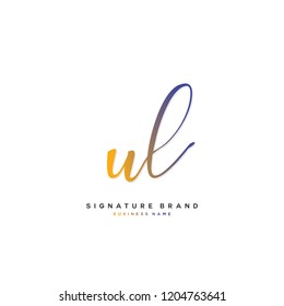 U L UL Initial letter handwriting and  signature logo concept design