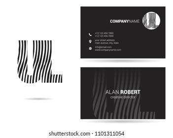 U & L waves letter design with business card template