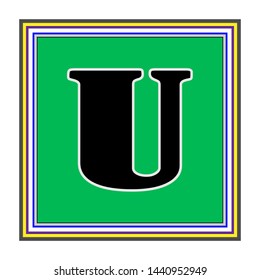 U lack letter with a green background - vector