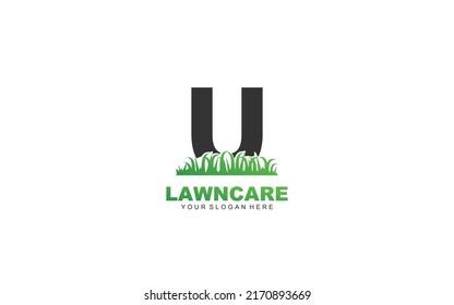 U lawn care logo design inspiration. Vector letter template design for brand.