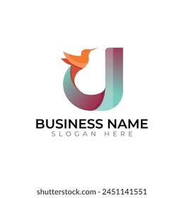 u lette gradient abstracto colorido 3d Vector logo diseño