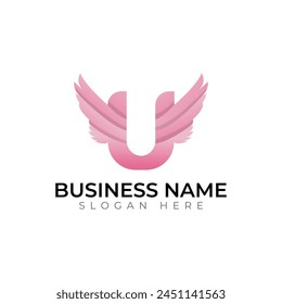u lette gradient abstract colorful 3d vector logo design