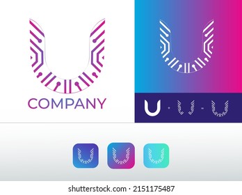 Plantilla de vectores de diseño de logotipos abstractos de letras U.
Logo Moderno creativo de U Tech Company 