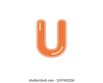 U letter alphabet orange candy jelly glossy vector isolated on white background 