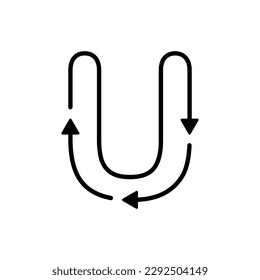 u Letra con ilustración de plantilla de diseño de flecha