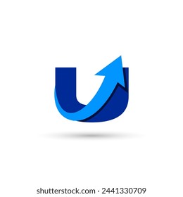 U Letter with Arrow Logo Template Illustration Vector Design