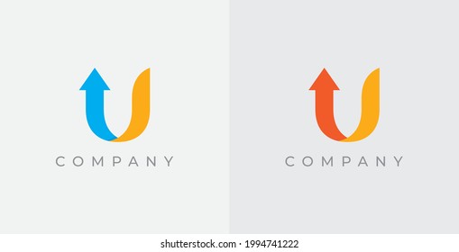 U Letter with Arrow logo. Vektorgrafik