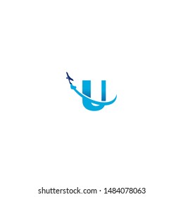 U Letter Arrow Plane Logo Inspirations