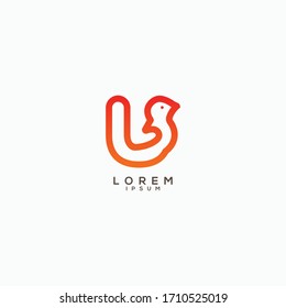 U Letter bird Logo Design Icon. Bird Letter Logo with Creative and modern concept
