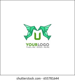 U Letter bird logo icon design template elements