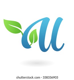 u letter business logo design template abstract calligraphic text vector elements for corporate identity emblem label or icon of eco friendly company scenery farm life abstraction natural earth ecosys