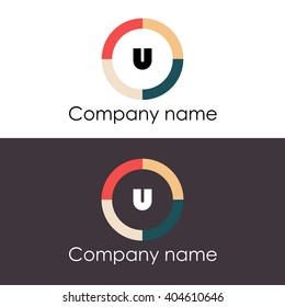 U letter business logo icon design template. Vector with four colors circle