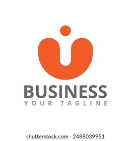 U Letter Business Orange Dot Point Abstract Logo Template