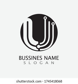 U Letter Business Template vector icon illustration design