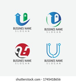 U Letter  Business Template vector icon illustration design