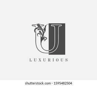 U Letter Classic Vintage Logo. Luxury U Swirl Square Logo Icon