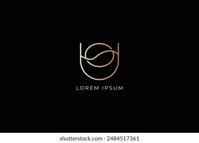 u letter coffee bean brand design modern style creative golden wordmark design typography illustration, u typo, coffee bean logo design