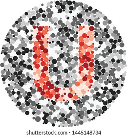 U letter color distributed circles dots illustration