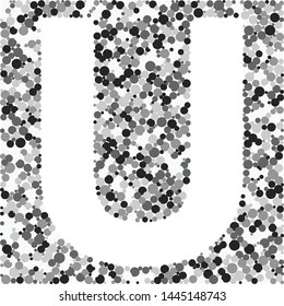U letter color distributed circles dots illustration