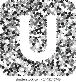 U letter color distributed circles dots illustration