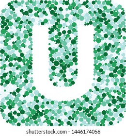 U letter color distributed circles dots illustration