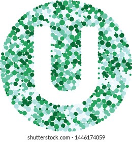 U letter color distributed circles dots illustration