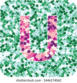 U letter color distributed circles dots illustration