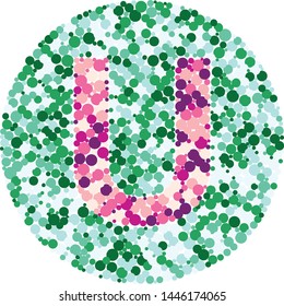 U letter color distributed circles dots illustration