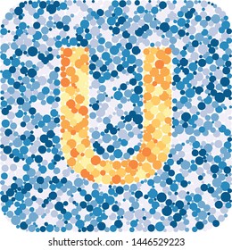 U letter color distributed circles dots illustration