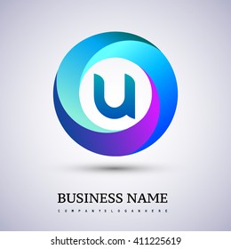 U letter colorful logo in the circle. Vector design template elements for your application or company identity.