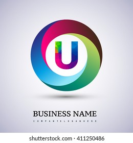 U letter colorful logo in the circle. Vector design template elements for your application or company identity.