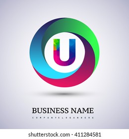U letter colorful logo in the circle. Vector design template elements for your application or company identity.